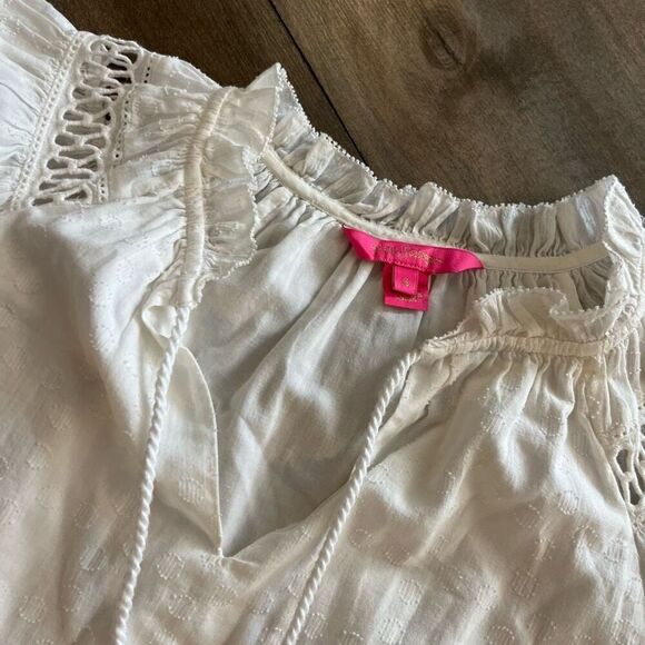 Lilly Pulitzer White Casual‎ Blouse Women Small Bin H-34 - Picture 2 of 7
